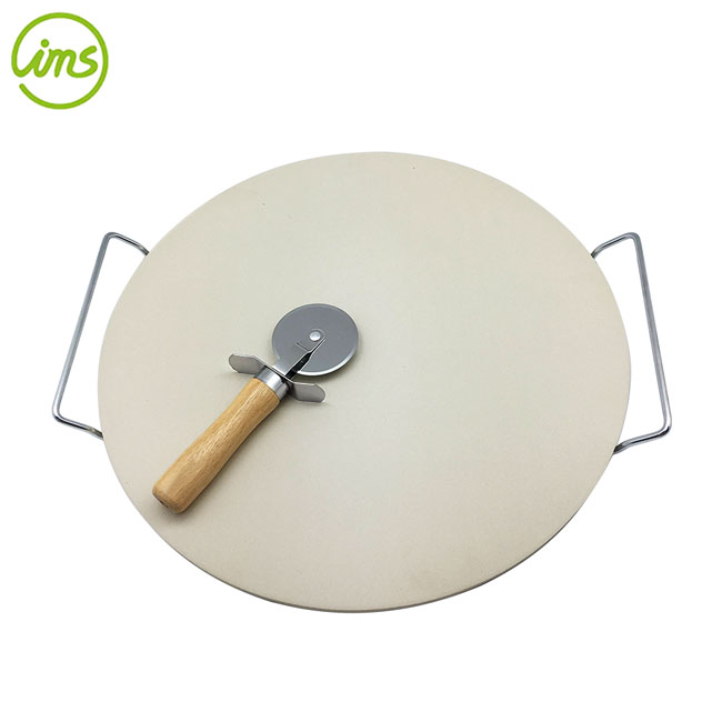 12.75" Pizza Stone Set S3 | Pizza Stone with Pizza Wheel Slicer for Crispy Homemade Pizza